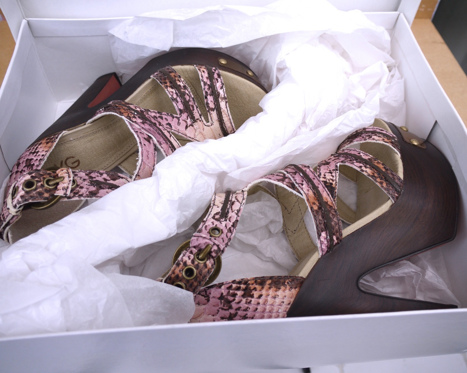 Kurt Geiger pink snakeskin effect retro 70s platform heels BNIB UK 5 RRP £150 image 7