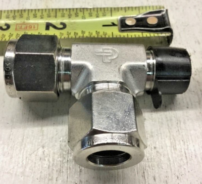 PARKER A-LOK 8MRT6N-316 Male Run Tee 1/2'' Compression X 3/8'' Male NPT Fitting
