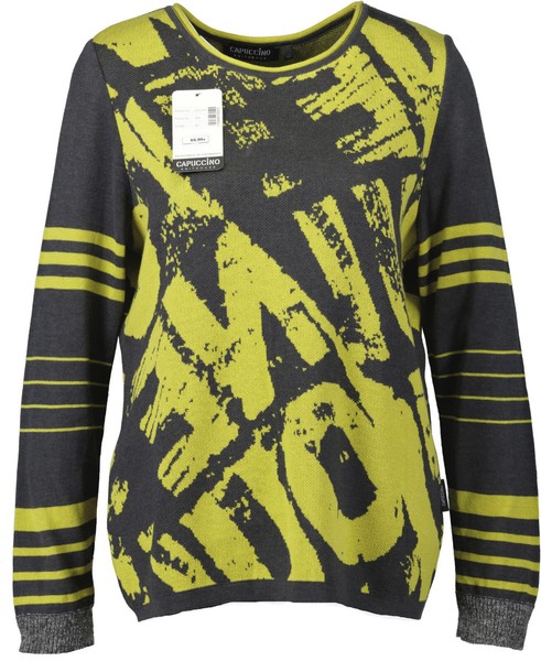 Neu! Capuccino Damen Pullover, Gr. 42, Gelb-Schwarz-Mix (Farbe Nr 946)-image