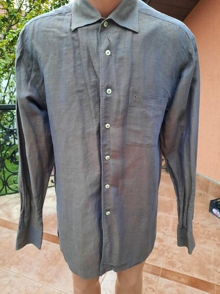Men Pierre Cardin Shirt Multicolor Linen Cotton 40
