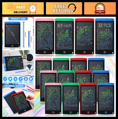32 Pcs LCD Writing Tablet Set - 8.5 Inch Colorful Doodle Board for Kids, Erasabl