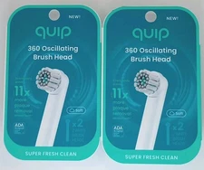 2 PACK (2 Per Pack) quip 360 Oscillating Toothbrush Head Soft Refills White