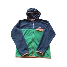 Patagonia Kids' Micro D Snap-T Zip Blue Green Fleece Hoodie Jacket sz 12 L