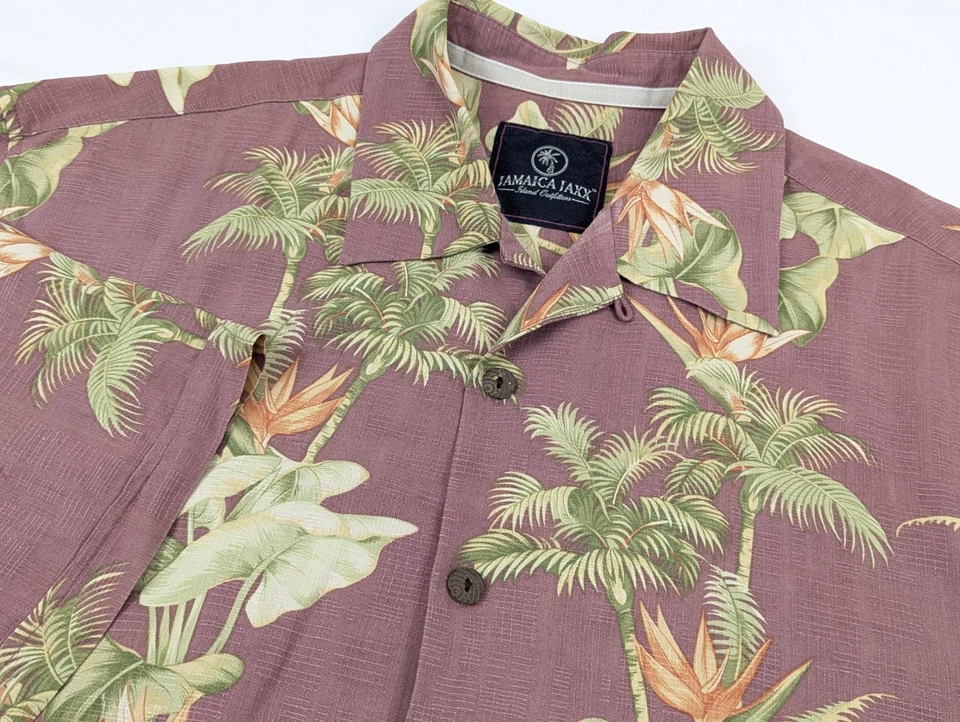 Silk Hawaiian Shirt Mens Medium Lot 3 Camp Jamaican Jaxx Floral Palm Vacation - Image 2 of 4