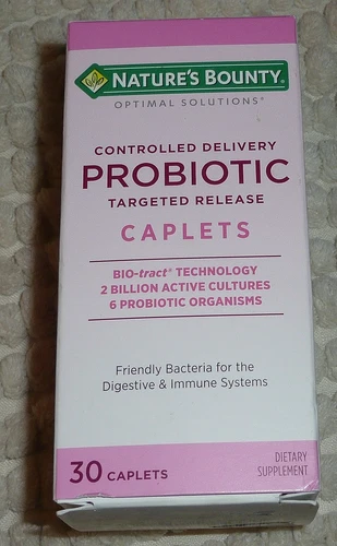 Nature's Bounty Probiotic Controlled Delivery Friendly Bacteria 30 Caplets 01/26