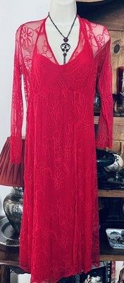 Ghost fuchsia pink Dress Lace Overlay Size large (12/14/16?)