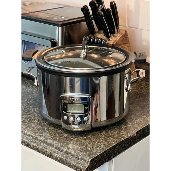 All-Clad Slow Cooker 4 Quart Model SC03 Stainless Steel w/ Lid EUC