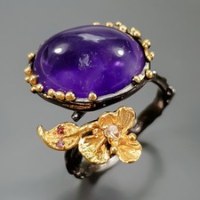 Jewellery 11ct+ Natural Amethyst Ring 925 Sterling Silver Size 7 /R434341