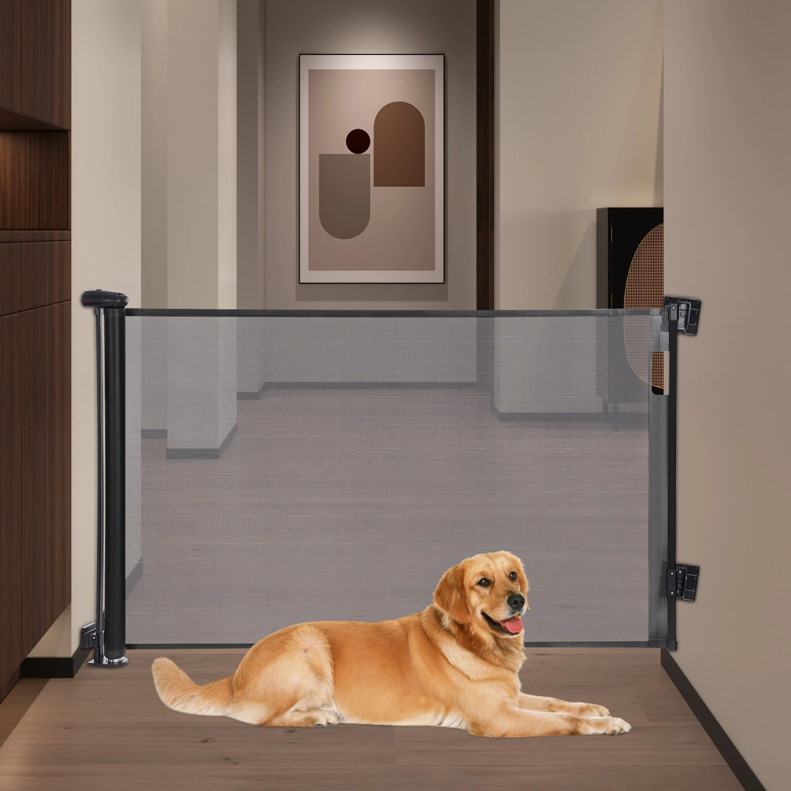 Retractable Baby Gate Extra Tall Mesh Baby /Pet Dog Retractable Gate 140*86cm
