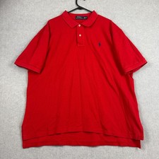 Polo Ralph Lauren Shirt Mens XXL Red Navy Pony Logo Collared Pure Cotton
