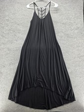 Cynthia Rowley Dress Womens XS Black Maxi Trapeze & Swing Tank Hi-Low Strappy