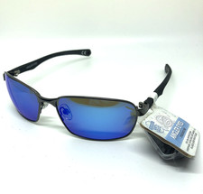 Angler Eyes Polarized Mirror Sunglasses Gunmetal Frame Rubber Arms w/ Strap NWT