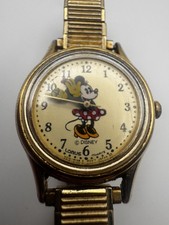 VTG Ladies Disney LORUS Minnie Mouse Gold Tone Watch
