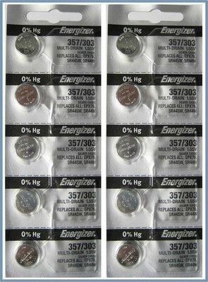Lot of 10 Energizer 357/303 Silver Oxide Coin Cell Batteries USA Seller