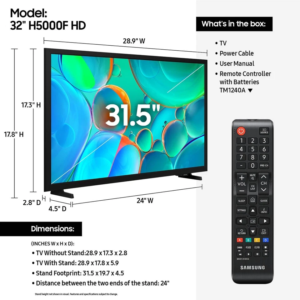 Samsung UN32H5000FF 32" Smart LED-LCD TV HDTV High Dynamic Range HDR - Image 2 of 4