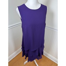 Lauren Ralph Lauren Tiered Ruffle Dress Womens 2 Purple Cocktail Sleeveless NWT