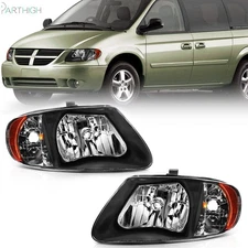 For 2001-2007 Dodge Caravan Chrysler Town & Country Headlights Assembly Black