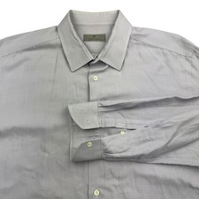 Canali Dress Shirt Mens 18 46 Purple Micro Houndstooth Long Sleeve Made in Italy