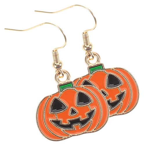 Boucles D'oreilles Pendantes Motif Citrouille Halloween - Métal Et Verre/acrylique - Neuves