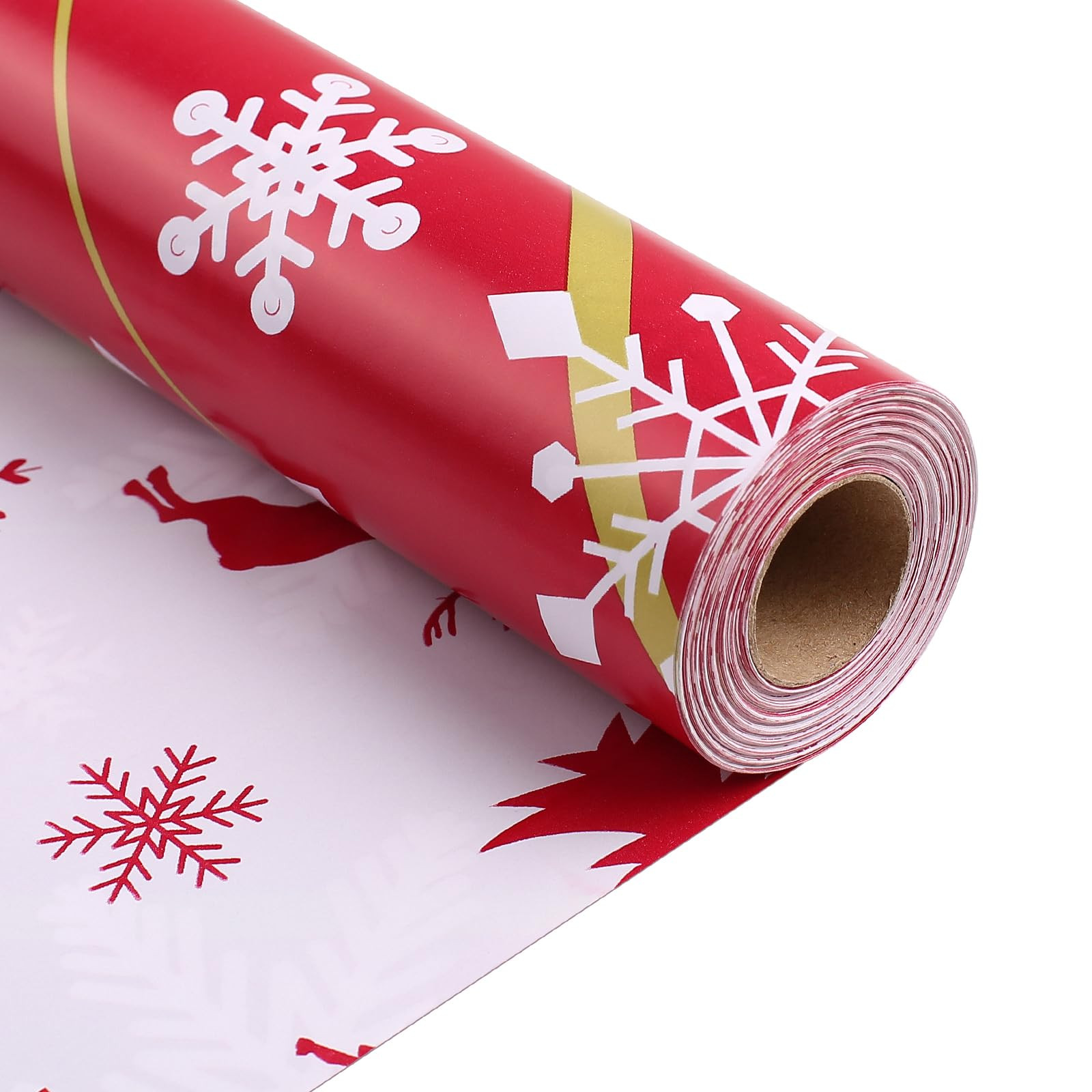 66 Feet Christmas Gift Wrapping Paper Rolls,Double-sided Printing Snowflakes,...