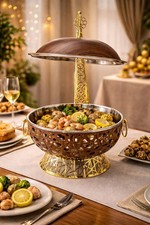 8L Chafing Dish Buffet Server Gold Brown Food Warmer Catering Set