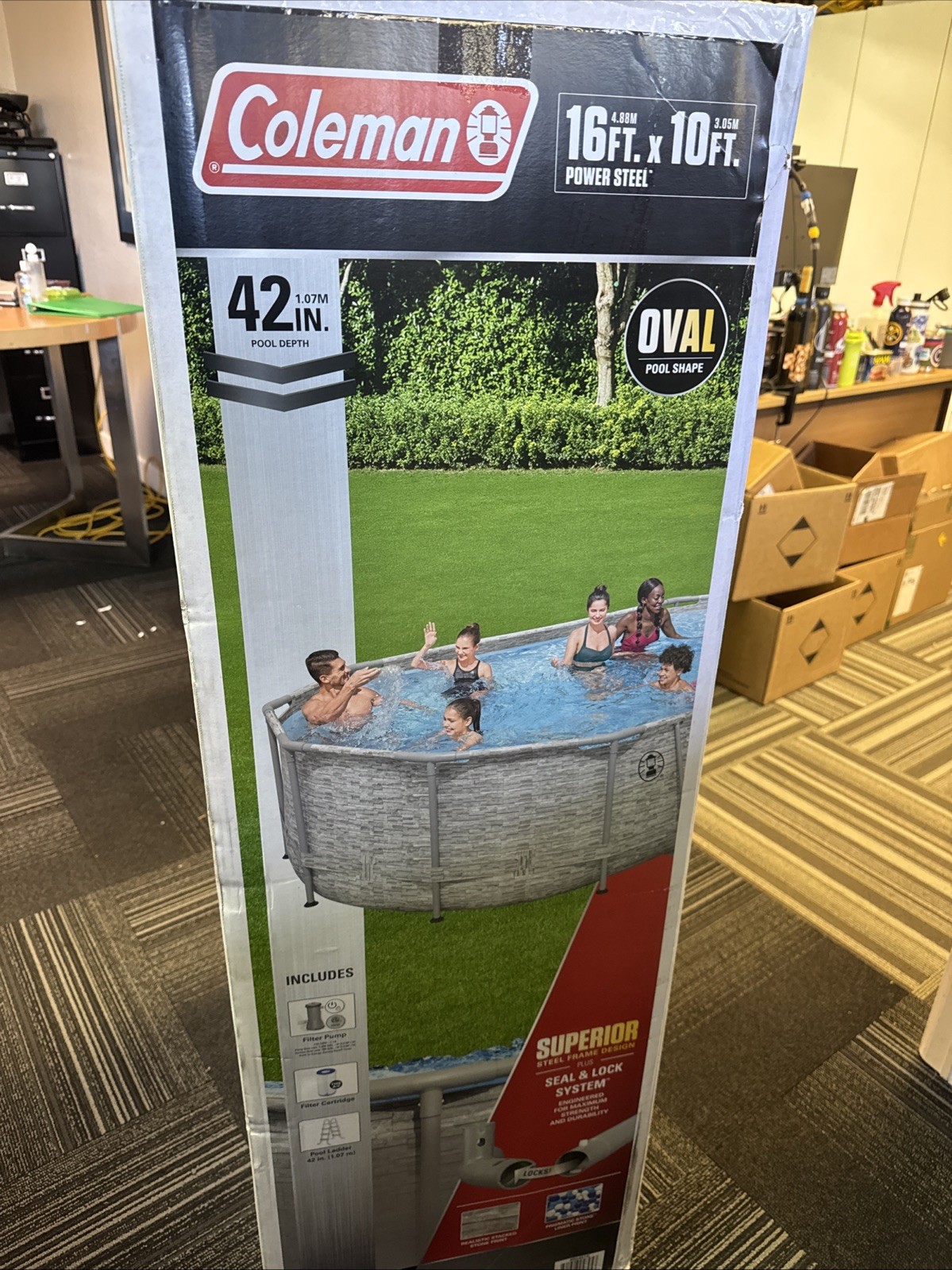 Coleman Power Steel 16 ft. x 42 in. Round Metal Frame Above Ground Pool Set