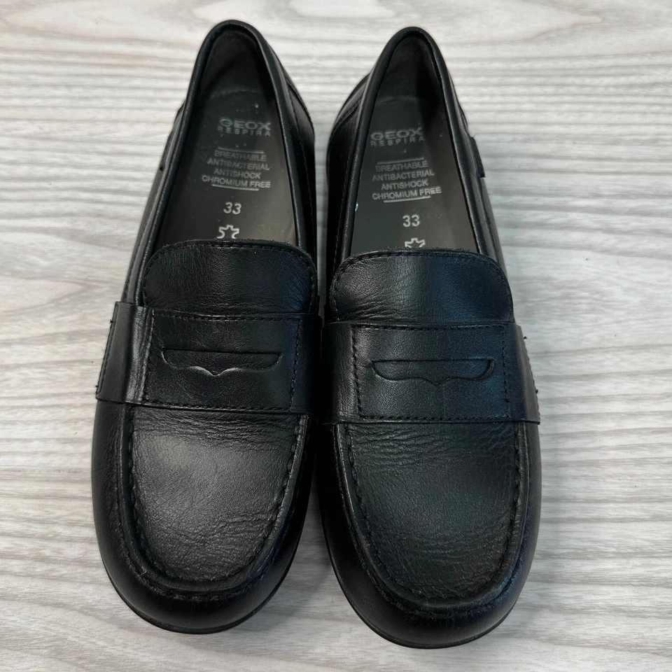 Geox New Fast Boy Leather loafers Kids 33 Black Leather Breathable Antibacterial - Image 3 of 4