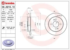 Brembo 08.A916.10 Brake Disc for Hyundai, Kia, Naza