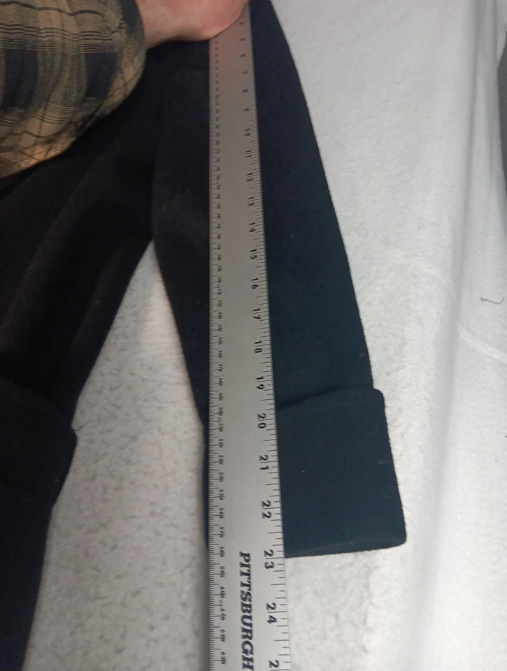 Vtg Donnybrook Womens Sz 6P Coat Trench 100% Wool Double Breasted Black Long - Image 3 of 4