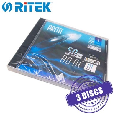 Arita BD-RE DL 50GB 2x Blu-ray Rewritable Dual Layer 50 GB Printable - 3 Discs