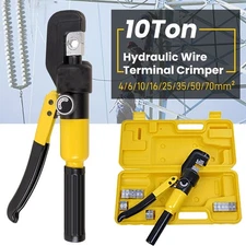 10T Hydraulic Crimper Wire Battery Cable Lug Terminal Crimping Tool w/8 Dies