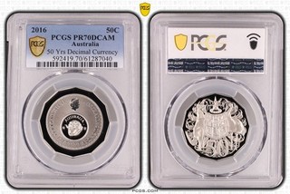 2016 Australia 50C 50 Yrs Decimal Currency PR70DCAM