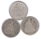 THREE - Seated Liberty Dimes + SILVER + 1875-S, 1877, 1882 + No Reserve!