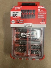 milwaukee 49-66-6802 SHOCKWAVE Impact Duty™ Socket 1/2” Dr 15PC SAE PACKOUT Set