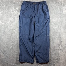 Nike Track Pants Mens Large Navy Blue Belt Swoosh Windbreaker Vintage Y2K