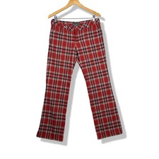 Vintage Y2K Abercrombie Fitch Plaid Wool Blend Flared Pants Women 6 Red Preppy