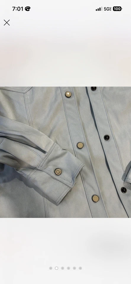 Guess Light verde azulado terciopelo abotonado manga larga camisa mujer talla S nueva wtag Foto 2 de 4