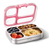 Brotdose Kinder Edelstahl Bento Lunchbox Auslaufsicher Schule Rosa 800Ml,