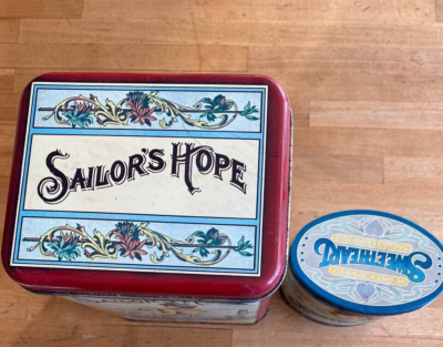 Vintage Sweetheart Talcum Powder Tin & Sailor's Hope Tobacco