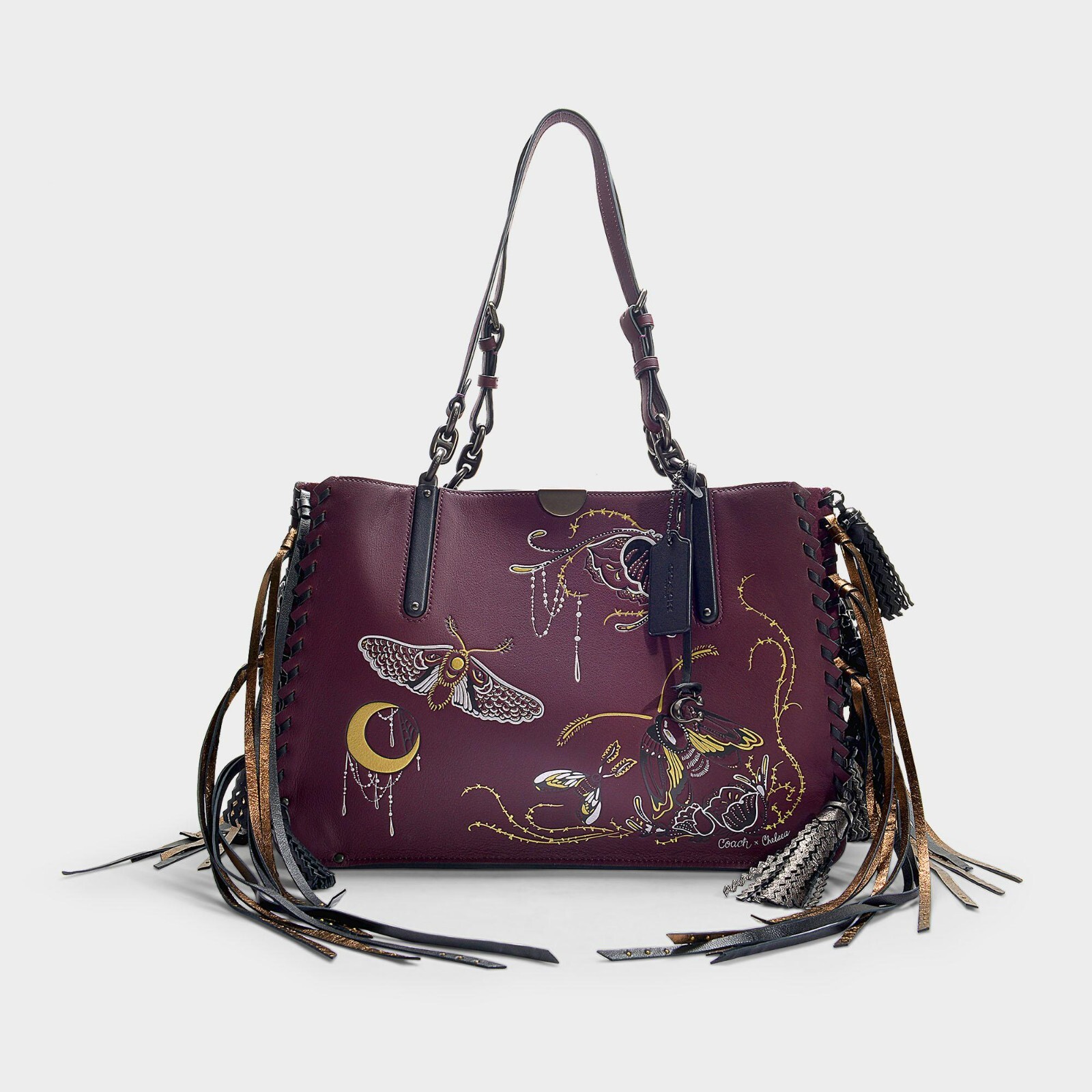Coach X Chelsea Champlain Tattoo Moth Skull Satchel PLUM purple Dreamer