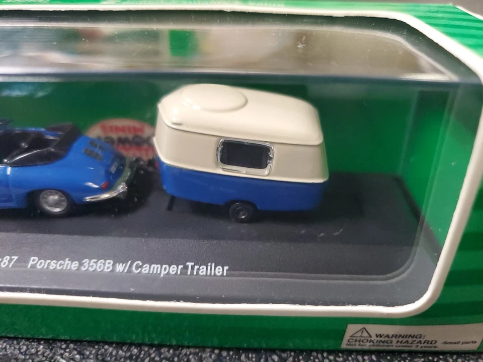 Model Power Minis #19690 Porsche 356B with Camper Trailer, New in Box - Image 3 of 4