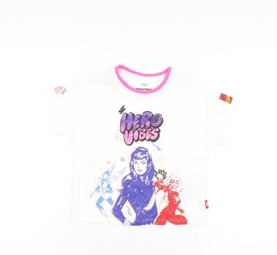 Marks & Spencer Mädchen T-Shirt weiß Polyestermischung Größe 3-4 Jahre