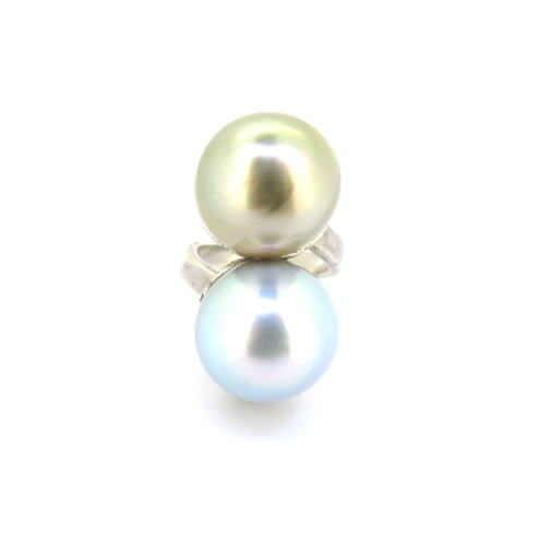 Quality Tahitian Pearls 15mm Sterling Silver Crossover Cocktail Ring Size N 16g - Foto 1 di 10