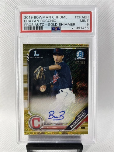 2019 Bowman Chrome Brayan Rocchio Gold Shimmer Refractor Auto RC /50 PSA 9 📈🔥