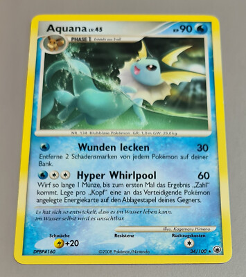 Aquana Lv.45 # 34/100 Rare Majestic Morning 2008 DE Excellent (Low Played)