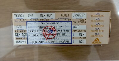 May 17 1998 Yankees Full Ticket David Wells Perfect Game PSA 9 Pop