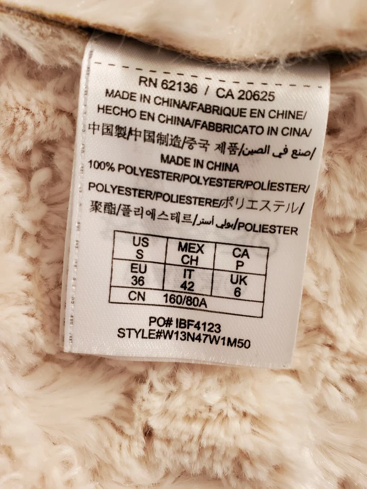 Guess Mujer Chaleco Chaqueta Abrigo Talla S Pequeño Marrón Blanco Gamuza Foto 3 de 4