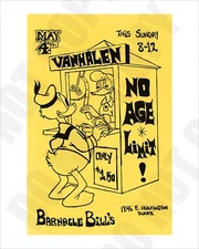 May 1975 Van Halen Concert Barnacle Bill's Duarte Flyer Repro 8x10 Photo