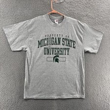 VINTAGE Michigan State Spartans T Shirt Men Extra Large Gray Football NCAA New