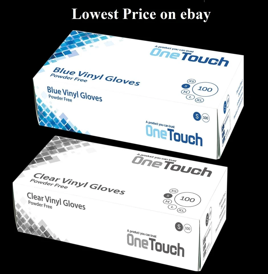SAFETOUCH Disposable Vinyl Gloves Blue & Clear Powder Free for Cleaning Catering Medical